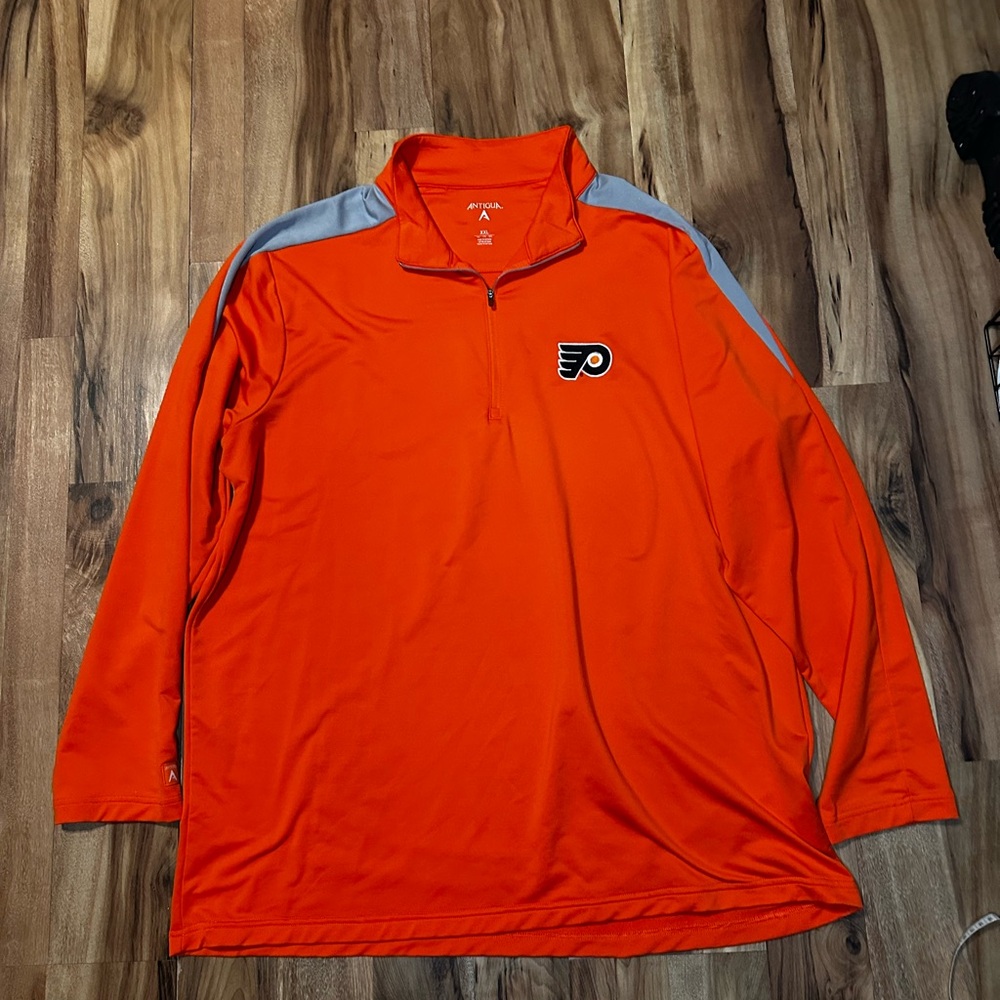 Antigua Philadelphia Flyers Quarter Zip Pullover XXL Orange NHL Hockey Jacket